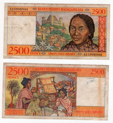 MADAGASKAR 1998-2004 2500 FRANCS / 500 ARIARY