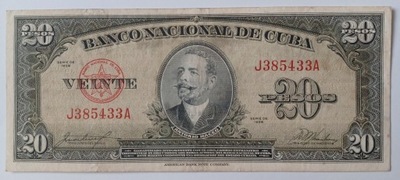 Banknot Kuba 20 Pesos 1958 rok