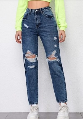 SHEIN JEANSY DAMSKIE PRZETARCIA WYSOKI STAN 38 V3E