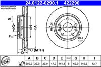 ATE DISCO DE FRENADO PARTE DELANTERA 280X22 V SUZUKI S-CROSS 22-/SX4  