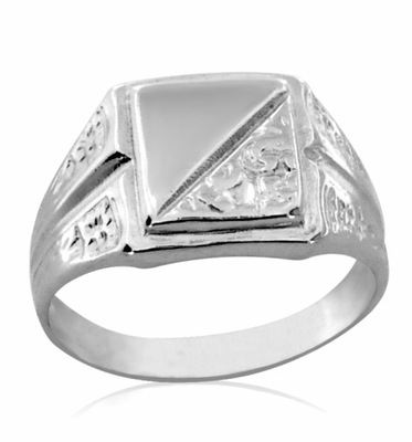 SREBRNY SYGNET Z ORNAMENTAMI NACINANY 925 GRAWER