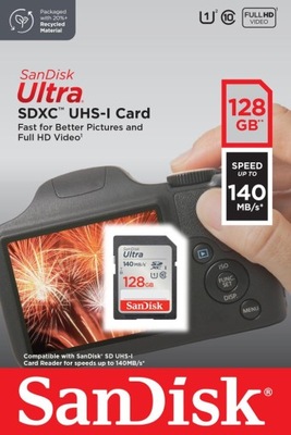 SANDISK ULTRA SDXC 128GB 140MBs UHS-I Karta