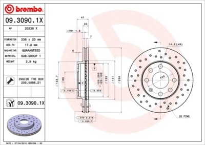 ДИСК ТОРМОЗНОЙ BREMBO XTRA LINE 09.3090.1X