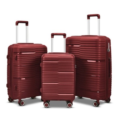 Zestaw walizek podróżnych 3szt Czerwone ABS 4 kółka 360° rączka teleskopowa