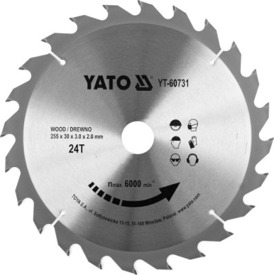 YATO ŠTÍT WIDIOWA NA STROM 255 x 30 mm, 24 T