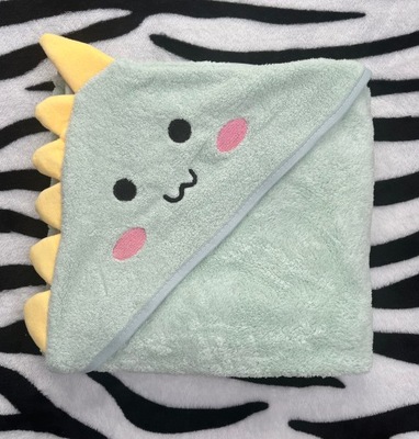 Ręcznik kąpielowy dla niemowląt - Okrycie z kapturem 80x80 mint smok