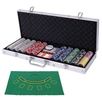 Zestaw do pokera 500 żetonów, karty, walizka