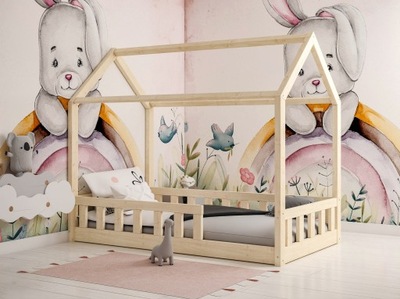 Łóżko dziecięce domek barierki 160x80 , 24H drewniane