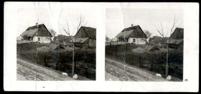 Kampania wrześniowa 1939. Polska wieś, niemiecka fotografia stereoskopowa