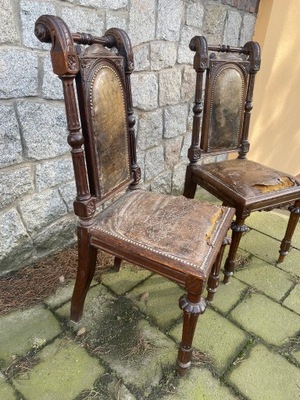 Dwa krzesła eklektyczne - do renowacji - rarytas - bogato rzeźbione - XIXw