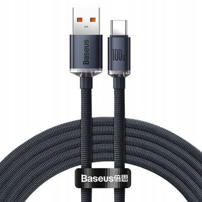 BASEUS kabel ładowarka USB USB-C 100W oplot 1,2m QC 3.0 sznurkowy