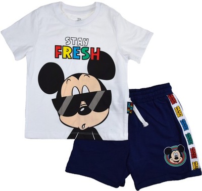 KOMPLET NA LATO CHŁOPIĘCY MYSZKA MICKEY MIKI T-SHIRT SPODENKI 128 P88