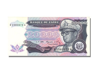 Banknot, Zaire, 20,000 Zaïres, 1991, 1991-07-01, U