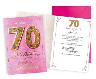 Karnet urodzinowy Kartka urodzinowa URODZINY 70
