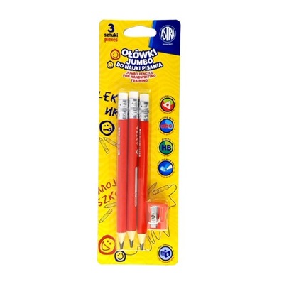 Zestaw ołówków z gumką do nauki pisania 3 szt