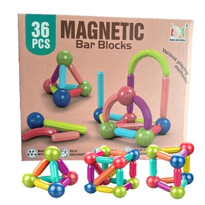 Klocki Magnetyczne Magnetic Sticks Edukacyjna Zabawka 36 Elementów