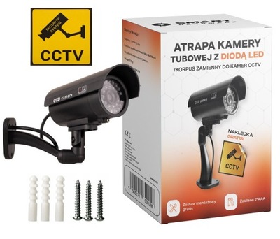 ATRAPA KAMERY CCTV MONITORING KAMERA ŚCIENNA ZEWNĘTRZNA DIODA IR LED CZARNA