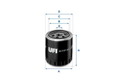 UFI FILTER OILS PRZYKRECANY M20X1.5MM DAF 400-SERIE ARO 240-244  