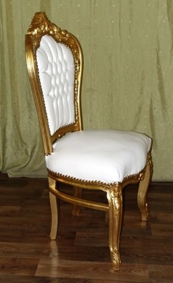 Stylowe Krzesło Barokowe Stołek Retro Złoty Biały Glamour