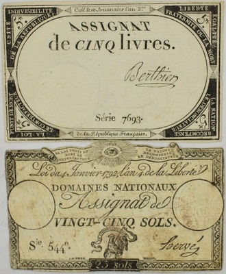12.hc.Zest.Francja, Banknoty szt.2, St.3+