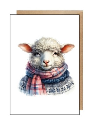 Kartka pocztówka koperta na rożne okazje owca owieczka baranek