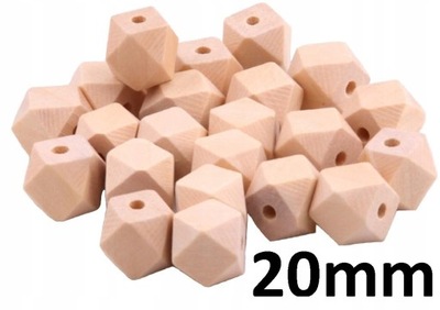 Koraliki drewniane geometryczne diamenty 20mm 5szt