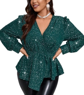 SHEIN BLUZKA PLUS SIZE KLASYCZNA ZIELONA 48 ŁJA