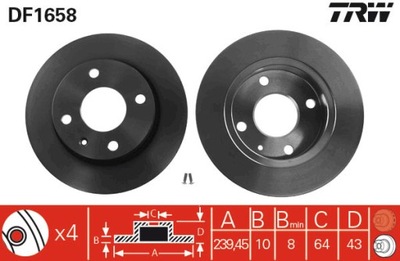 DISCO DE FRENADO TRW DF1658  