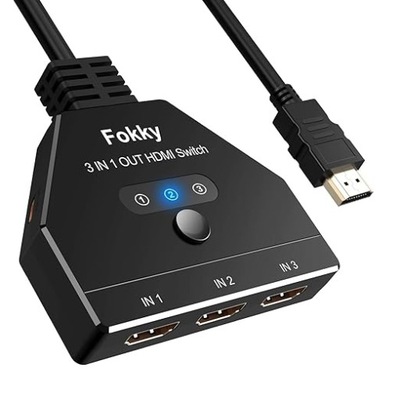 FOKKY HDMI SWITCH 4K, PRZEŁĄCZNIK HDMI 3 WEJŚCIA 1 WYJŚCIOWE