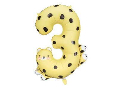 Balon foliowy cyfra 3 Gepard urodzinowy na hel