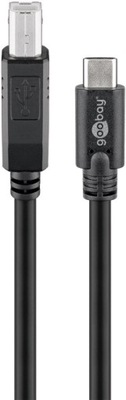 Kabel przewód USB-C do B czarny 1m