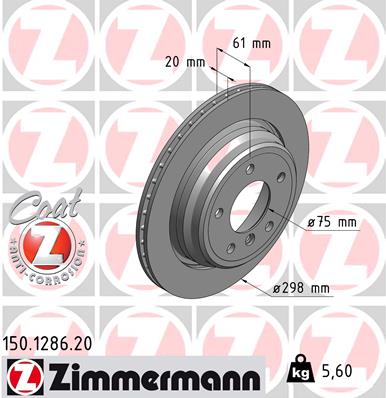 ZIMMERMANN 150.1286.20 DISCO DE FRENADO  