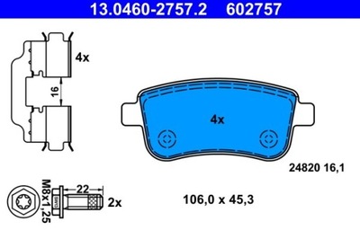 ZAPATAS DE FRENADO RENAULTTYLGRAND SCENIC 1,2-2,0 09- 13.0460-2757.2  