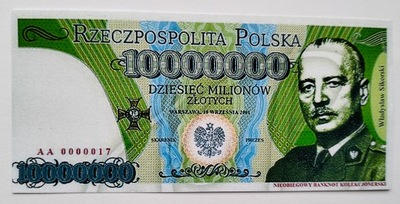 POLSKA - 10000000 ZŁ 2001 WŁADYSŁAW SIKORSKI - KOPIA ! T121