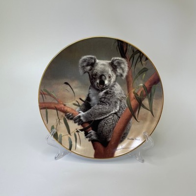 Śliczny porcelanowy talerz Miś Koala kolekcjonerski dekoracyjny Bradex
