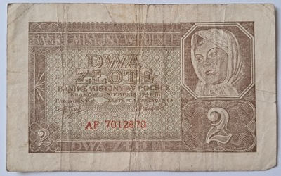 Banknot Generalna Gubernia 2 zł 1941 rok SERIA: AF