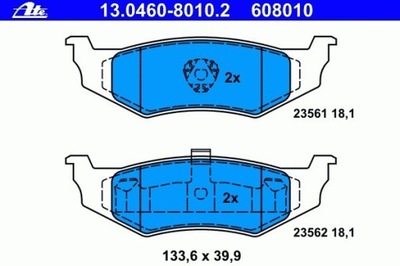 ZAPATAS DE FRENADO CHRYSLER PT CRUISER 00-10 PARTE TRASERA  