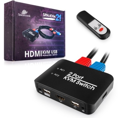 Switch Przełącznik KVM USB + HDMI 2/1 Spacetronik SPH-KVM21 Transfer Danych