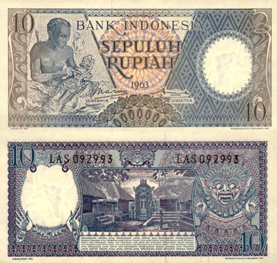 # INDONEZJA - 10 RUPII - 1963 - P-89 - UNC