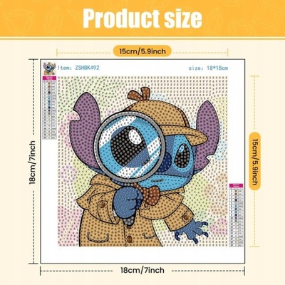 HAFT DIAMENTOWY STITCH 18X18CM RAMKA