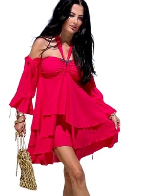Czerwona sukienka mini hiszpanka By o la la