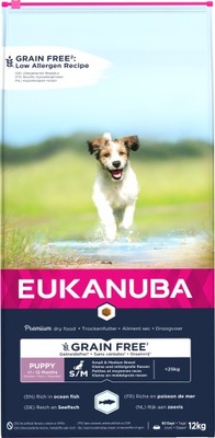 Eukanuba Puppy S & M Breed Bez Zbóż Ryba 12kg