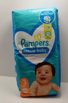 PIELUSZKI PAMPERS ACTIVE BABY 3, 6-10 KG, 54 SZT.