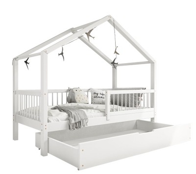 Łóżko dla dziecka MUSA BIS białe 90x200 szuflada
