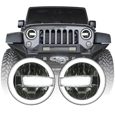 ФОНАРИ РЕФЛЕКТОРЫ LED (СВЕТОДИОД ) HALO 7 ДЮЙМОВ 6000K ХОДОВЫЕ ОГНИ ДХО JEEP WRANGLER JK TJ CJ 