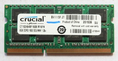 Pamięć RAM DDR3 Crucial CT102464BF160B.M16FN 8 GB