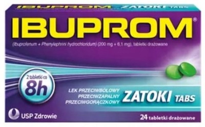 Ibuprom Zatoki Tabs BÓL GORĄCZKA 24 tabletki