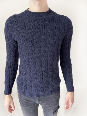 Massimo Dutti pleciony elegancki sweter wełna