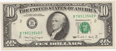 21.db.USA, 10 Dolarów 1990, FR NOTE, St.1