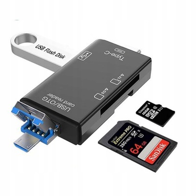 OTG Czytnik Kart 6w1 USB-C / Micro USB